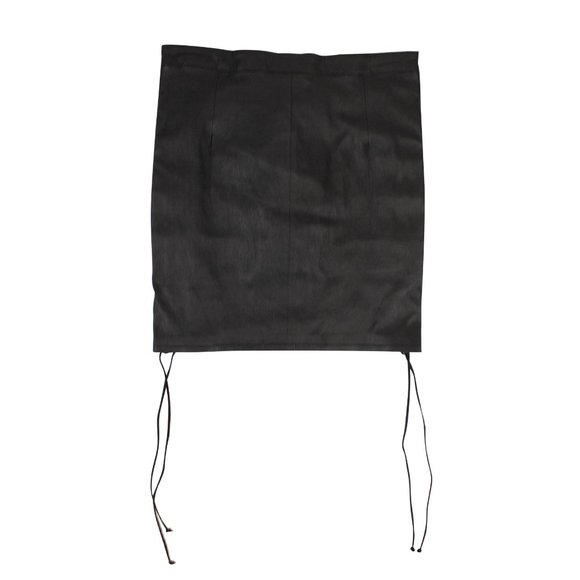 UNRAVEL PROJECT Black Leather Corset Detail Mini Skirt Size 4/40 $1540 - Picture 3 of 4